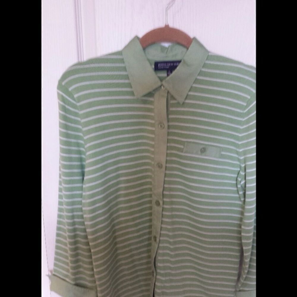 Green and White Buttoned Down Sweater